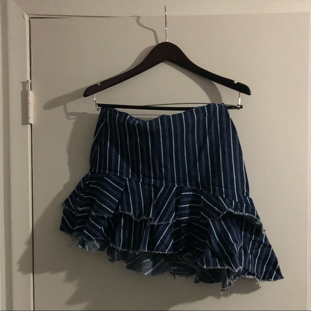 Asymmetrical skirt Zara stripes denim a line must
